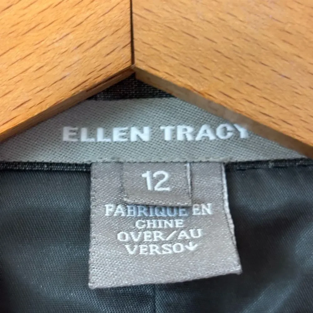Ellen Tracy Gray Pinstripe Blazer Office Business Suit Separate Size 12